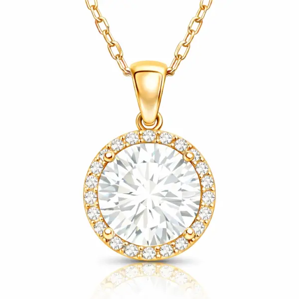 Gümüş Gold Yuvarlak Montür Kadın Kolye