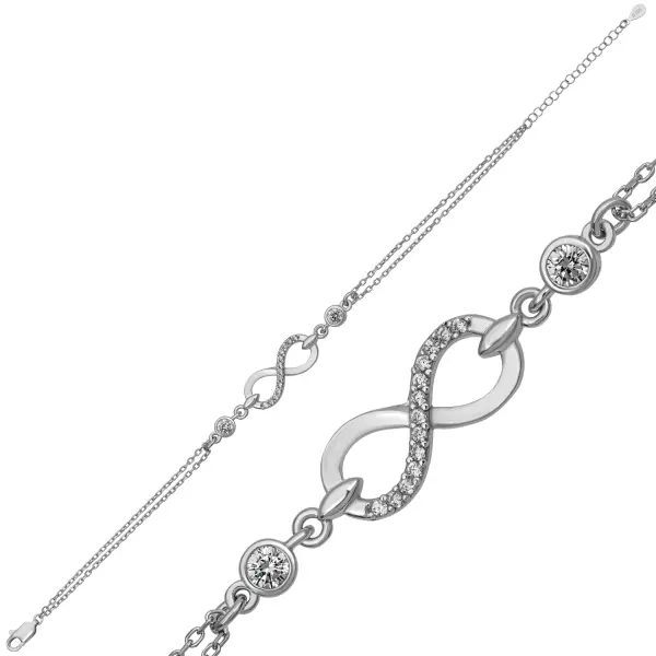 Gümüş Zirkon Taşlı Sonsuzluk Kadın Bileklik