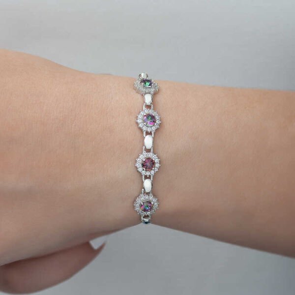 Gümüş Mistik Topaz Taşlı Bileklik