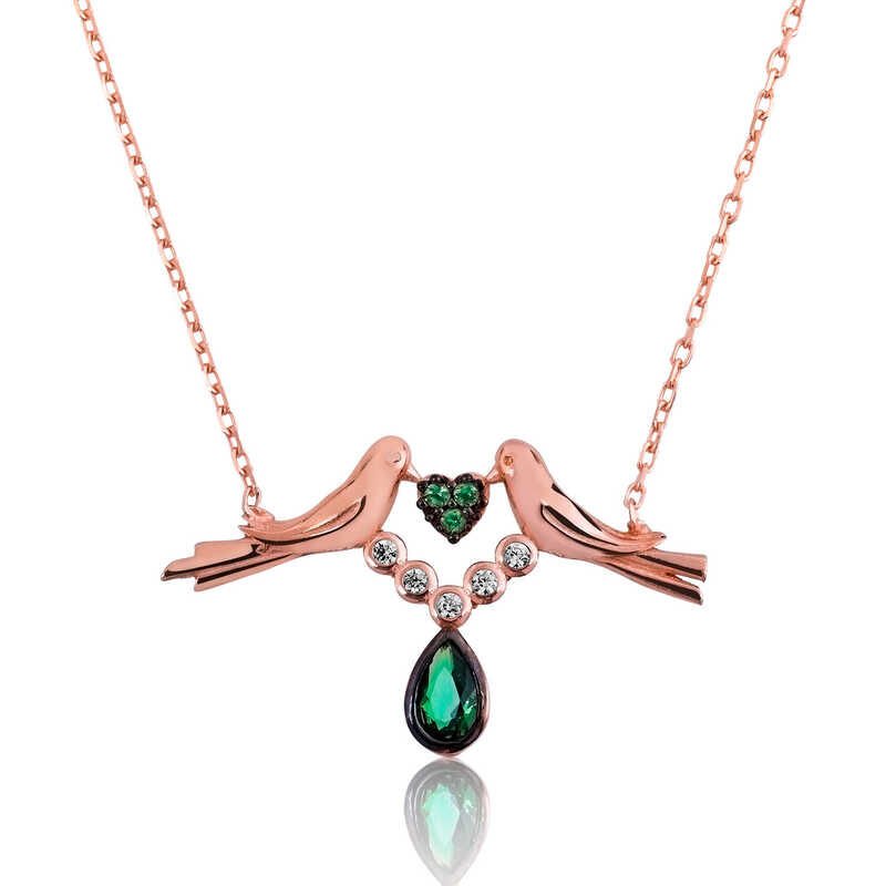 Gümüş Sevgi Kuşu Bayan Kolye