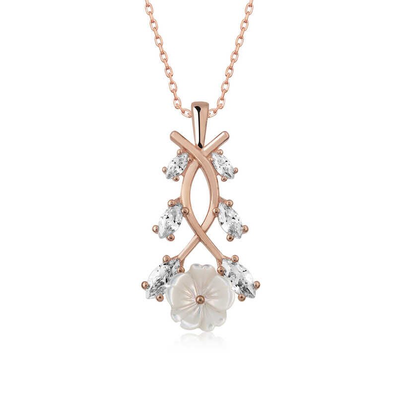 Gümüş Rose Bahar Çiçeği Kolye