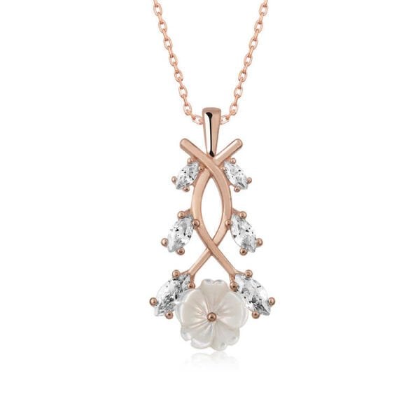 Gümüş Rose Bahar Çiçeği Kolye