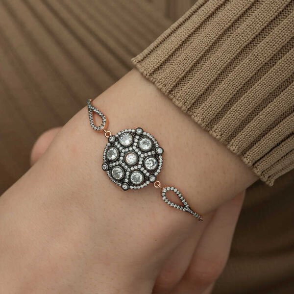 Gümüş Rose Elmas Montür Bileklik