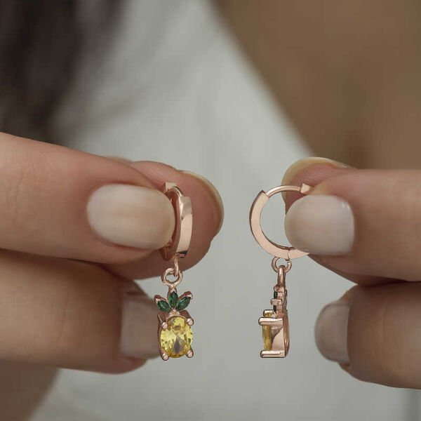 Gümüş Ananas Figür Meyve Küpe