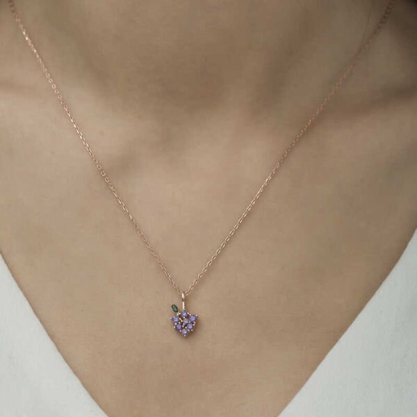 Gümüş Rose Üzüm Figürlü Meyve Kolye